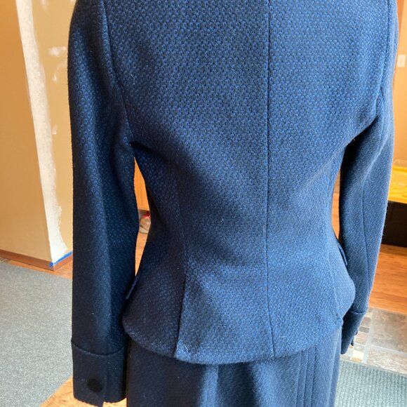 NEW, NEVER WORN-Philippe Adec Wool Blend Jacket Navy/Black Geometric Print Sz 2 - Picture 7 of 9